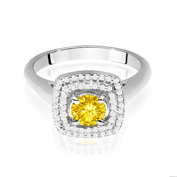 Pierścionek Diament Laboratoryjny żółty 0,50ct białe złoto