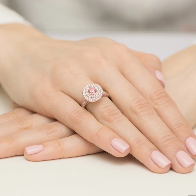 Pierścionek Diament Laboratoryjny różowy 0,50ct różowe złoto