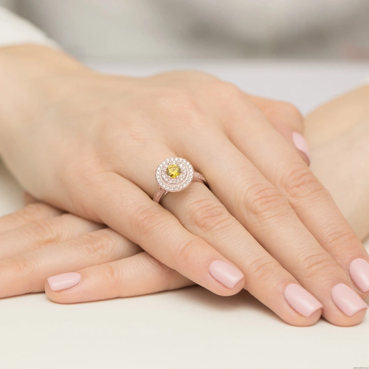 Pierścionek Diament Laboratoryjny żółty 0,50ct różowe złoto