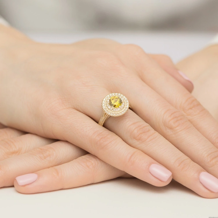 Pierścionek Diament Laboratoryjny żółty 1,00ct żółte złoto