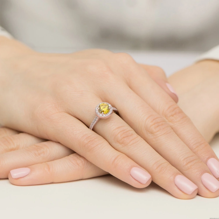 Pierścionek Diament Laboratoryjny żółty 1,00ct różowe złoto