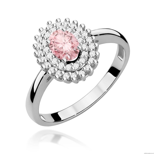 Pierścionek Diament Laboratoryjny różowy 0,50ct białe złoto 375