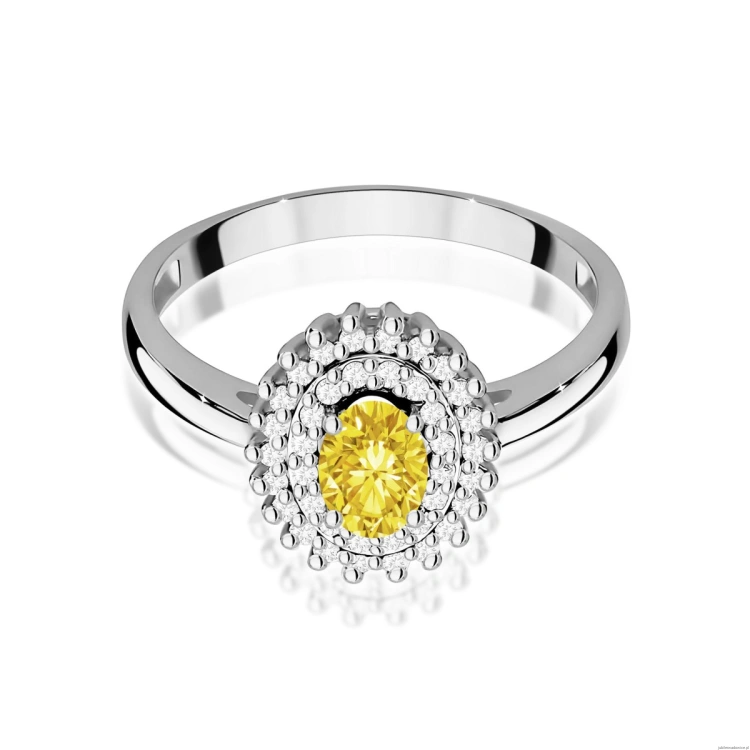 Pierścionek Diament Laboratoryjny żółty 0,50ct białe złoto 375