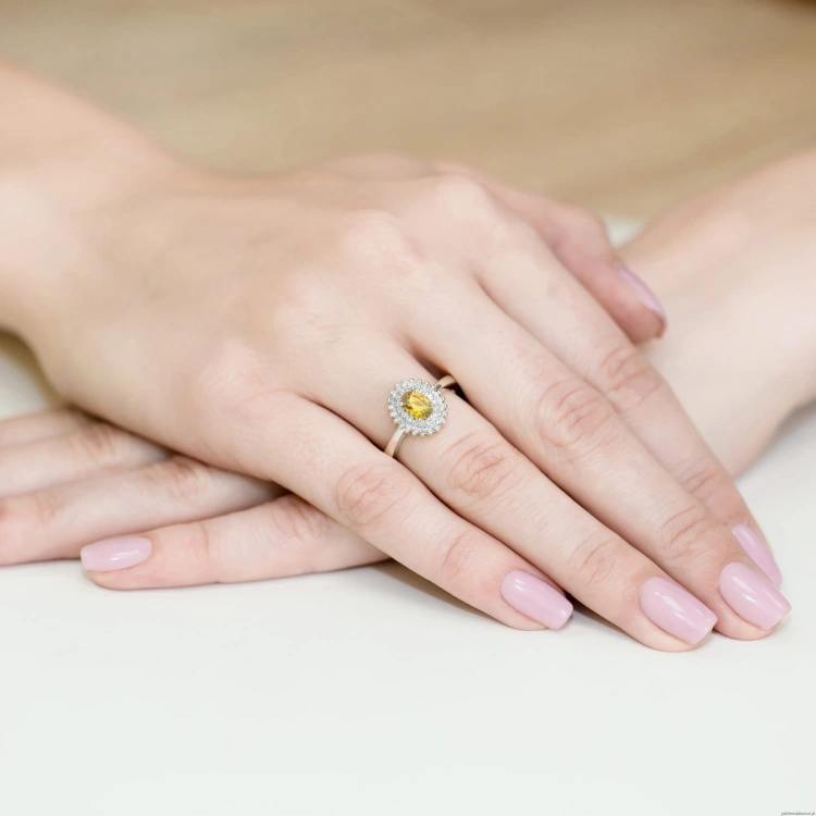 Pierścionek Diament Laboratoryjny żółty 0,50ct białe złoto 375