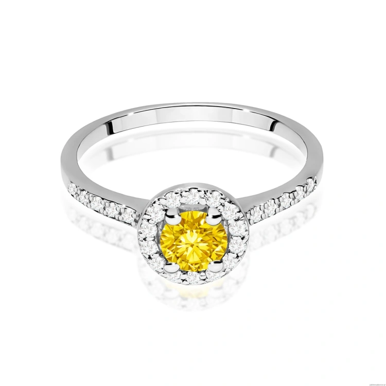 Pierścionek Diament Laboratoryjny żółty 0,50ct białe złoto 375