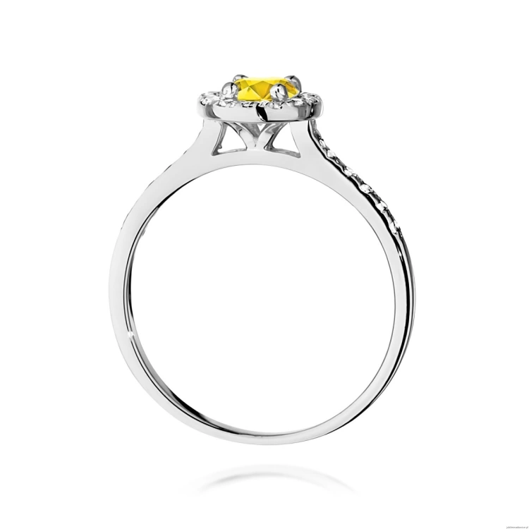 Pierścionek Diament Laboratoryjny żółty 0,50ct białe złoto 375