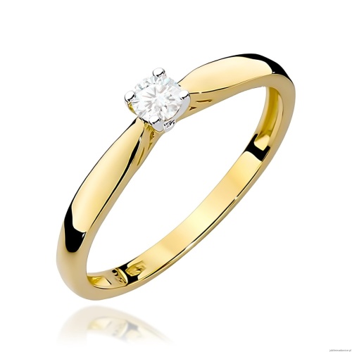 Pierścionek W0045 Diament laboratoryjnym 0,10ct żółte złoto 375