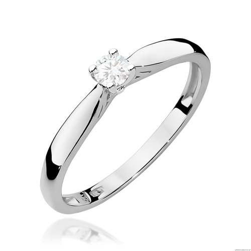 Pierścionek W0045 Diament laboratoryjnym 0,10ct białe złoto 375